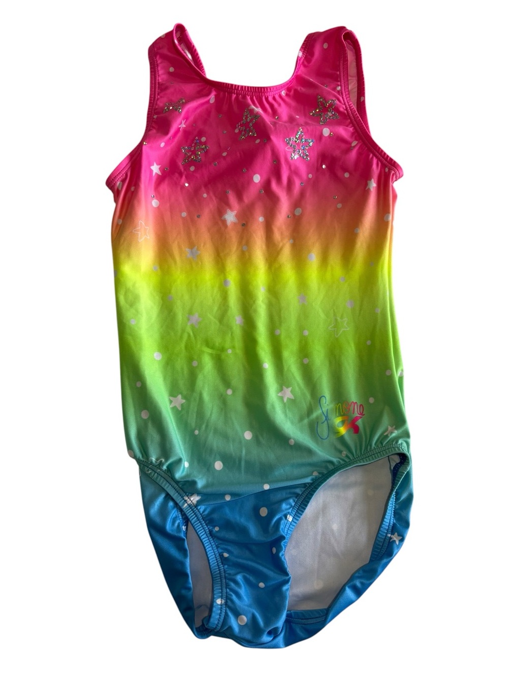 GK Elite Simone Biles Ombré Rainbow Star Leotard Sz AXS